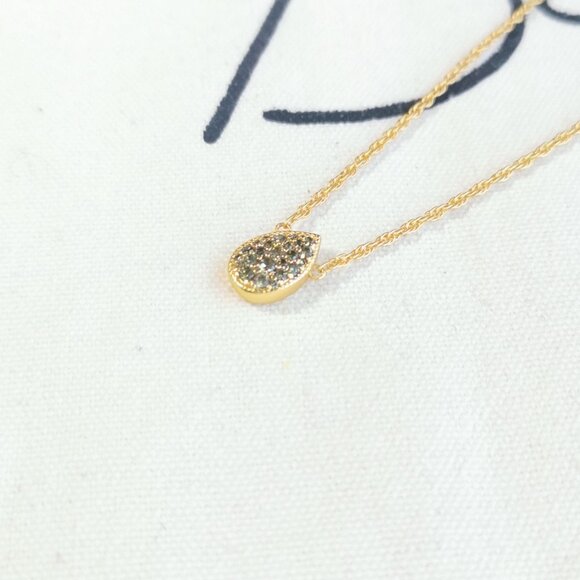 Julie Vos Necklace - Pavé Teardrop - Peridot Gold - Picture 2 of 3